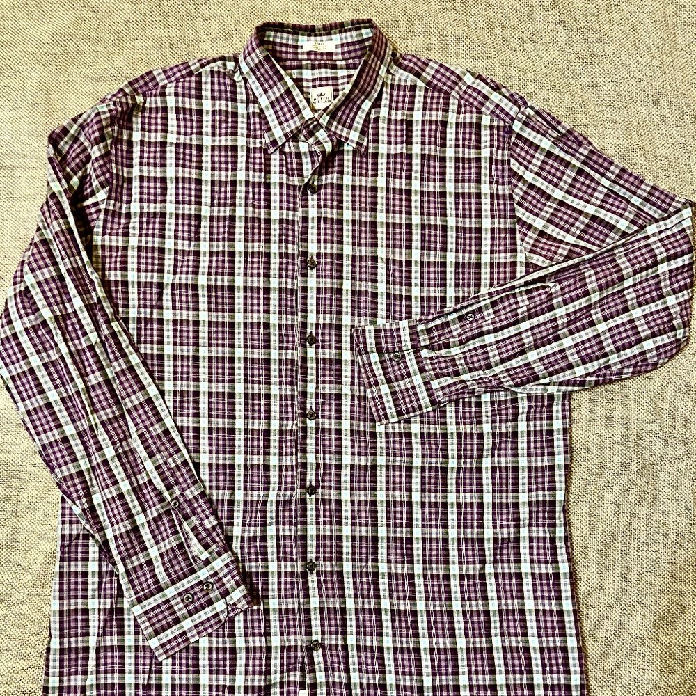 Peter Millar Purple Plaid Men’s Shirt sz Large
